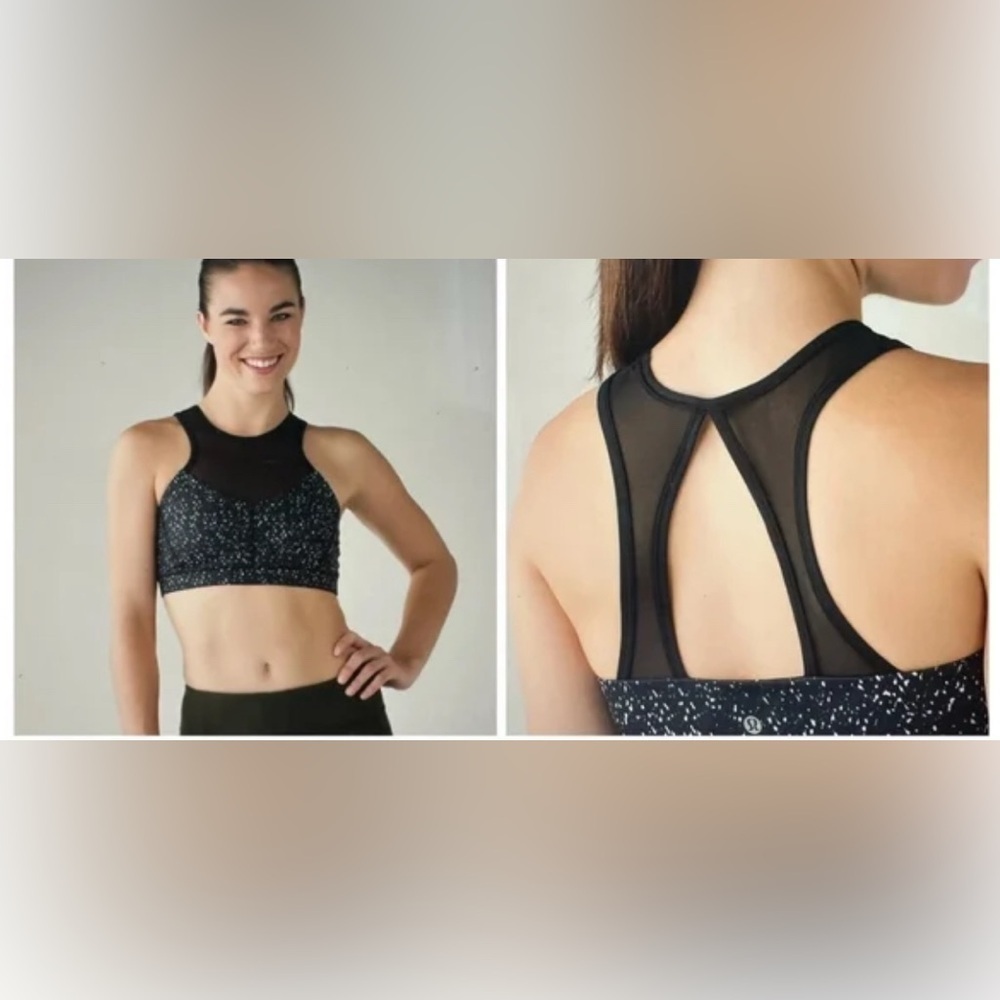 Lululemon Meshed Up Sports Bra Size 4 Black White